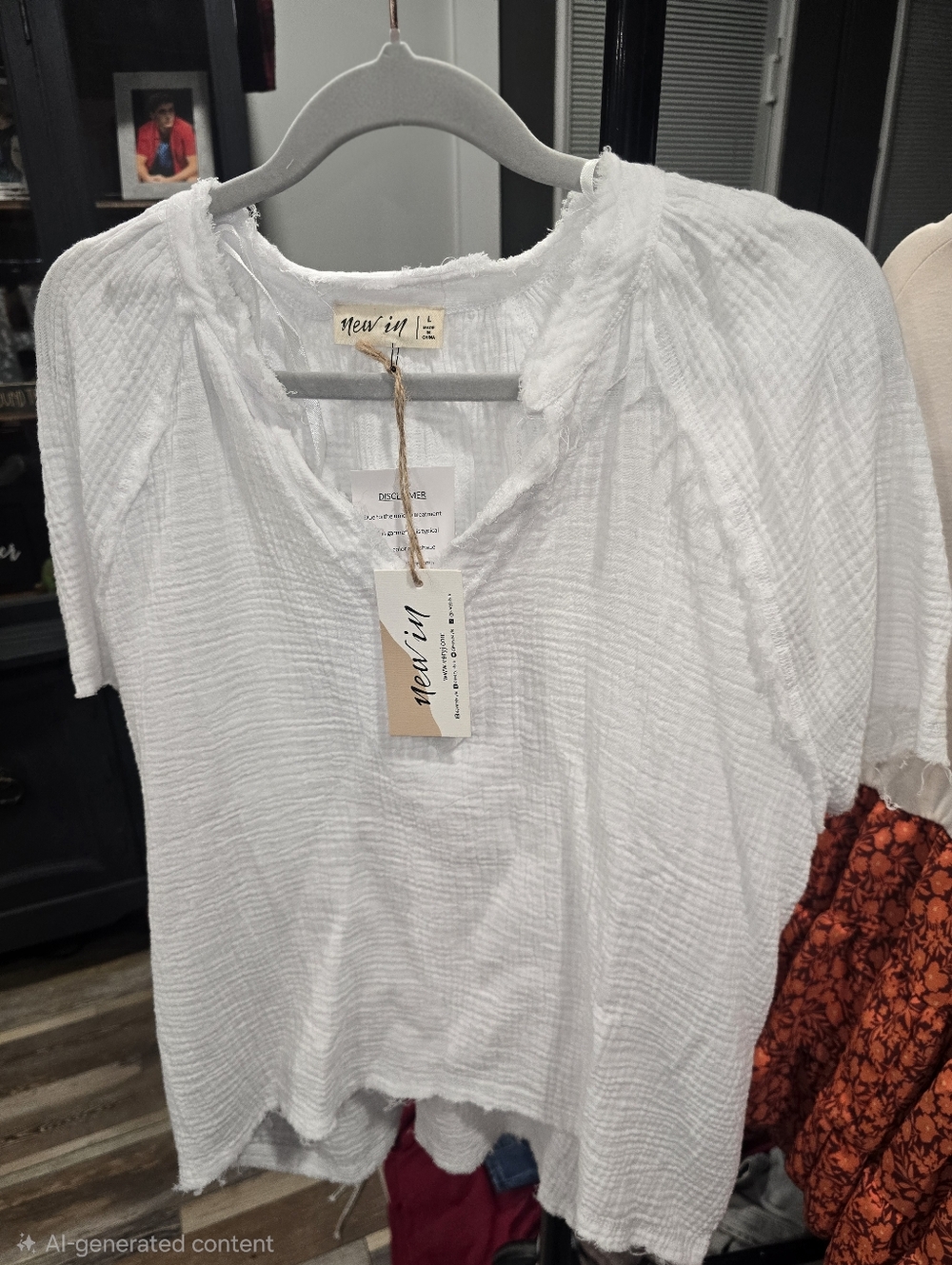 New In White Cotton Gauze Short-Sleeve Women’s Blouse & Short Set